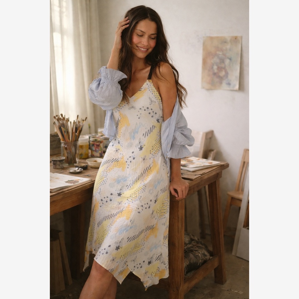 SPANNER Yellow and White V-Neck Sundress XL & XS